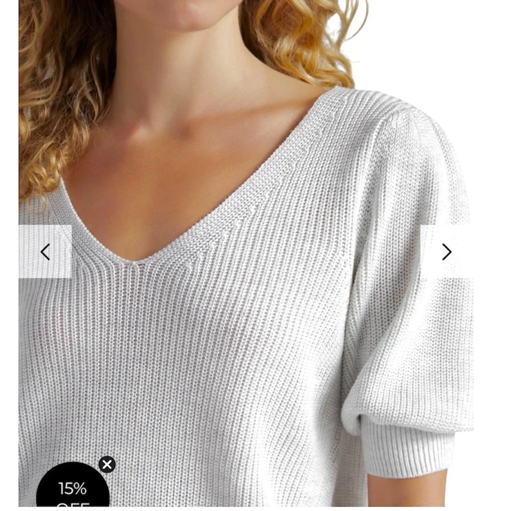 NWT Gentle Fawn Phoebe V Neck Puff Sleeve Pullover Sweater